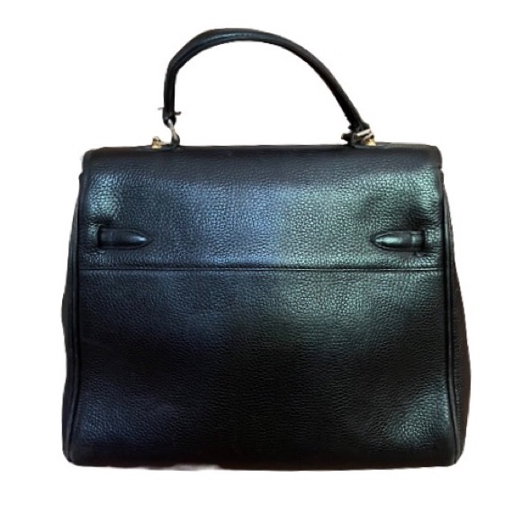 Vintage Top Handle Satchel Bag Black Pebbled Leather - Picture 2 of 9